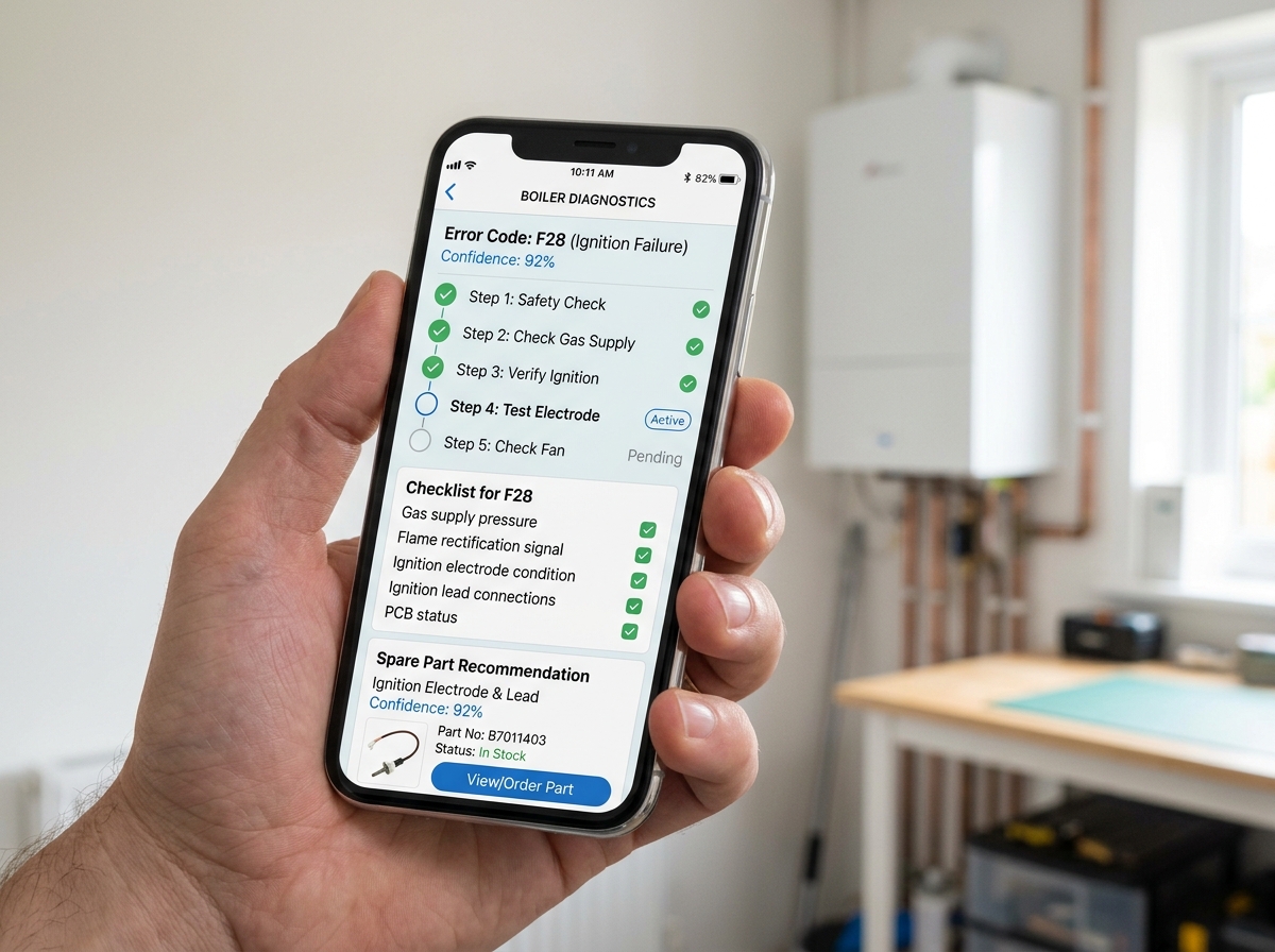 Application BatIA sur smartphone en chaufferie